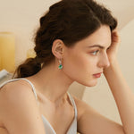 Load image into Gallery viewer, Rocayi May Birthstone Dangle Drop Earrings for Women 925 Sterling Silver Emerald Earrings Teardrop Leverback Jewelry Gifts for Wife Mother Her
