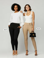Load image into Gallery viewer, Conceited Womens Dress Pants with Tummy Control - Wear to Work - Stretch High Waisted Slacks with Pockets - Black - Medium
