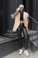 Load image into Gallery viewer, Retro Gong Black Womens Faux Leather Leggings Stretch High Waisted Pleather Pants
