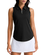 Load image into Gallery viewer, G Gradual Womens Golf Shirt Sleeveless Zip Up Polo Shirts for Women Collared Lightweight Tennis Athletic Tank Top, Black, Small
