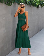 Load image into Gallery viewer, Dokuritu Womens Dresses Beach Crochet Lace Maxi Dress Summer Spaghetti Strap Long Wedding Guest Dresses for Women Vacation Outfits 2024(DarkGreen,M)
