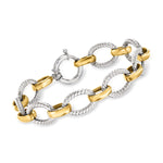 Load image into Gallery viewer, Ross-Simons Sterling Silver and 18kt Gold Over Sterling Silver Twisted-Oval Link Bracelet. 8 inches
