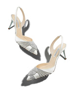Load image into Gallery viewer, Aquazzura Gatsby Sling Satin 75, White, 7
