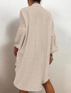 Bsubseach Womens Modern Swimsuit Cover Up Blouse Button Down Shirt Dresses Tops Apricot M