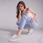 Load image into Gallery viewer, Suokdil Sparkle Rhinestone Sneakers for Women - Bling Fashion Bedazzled Platform Tennis Shoes - White Glitter, Sequin Wedding and Party Shoes
