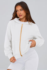 Load image into Gallery viewer, PRETTYGARDEN Hoodies for Women Sweatshirt Zip Up Hoodie Fall Fashion 2025 Trendy Long Sleeve Jackets Winter Clothing Outfits (White,Small)

