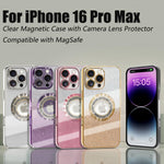 Load image into Gallery viewer, Misscase for iPhone 16 Pro Max Magnetic Glitter Case Compatible with MagSafe,Full Protection Slim Shockproof Anti-Scratch Case with Camera Lens Protector Logo View Dust-Proof Net for Women Gold
