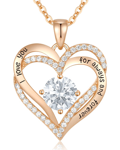CDE Forever Love Heart Necklaces for Women, Wedding Anniversary, Birthday Gift for Wife, S925 Silver Jewelry with Birthstone Pendant