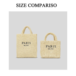 Straw Beach Bag for Women Trendy Summer Woven Tote Bag Packable Straw Purses and Handbags for Vacation Holiday (S-Khaki)