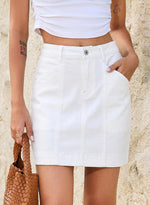 Load image into Gallery viewer, Sidefeel Jean Skirt for Women High Waisted Stretch Casual Trendy Summer Mini Denim Skirt Medium White
