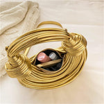 Load image into Gallery viewer, Gold Purse for Women, Woven Knotted Bread Crossbody Clutch Top Handle Creative Noodles Bag Underarm Shoulder Handbag
