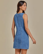 Load image into Gallery viewer, luvamia Denim Dresses for Ladies Short Dresses for Women Casual Bay Blue Medium Size 8 Size 10
