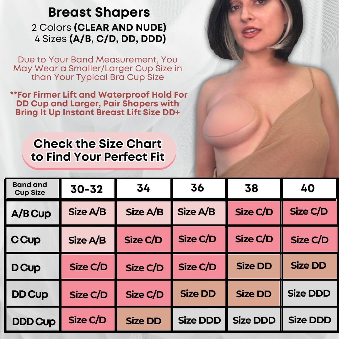 Bring It Up Womens Breast Shapers/Sticky Bra, Nude C/D