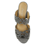 Load image into Gallery viewer, J. Renee Francie - Heels for Women - Soft Satiny Fabric Uppers - Open Toe - Synthetic Linings - Sculpted Heel Pewter Glitter 7 N (AA)
