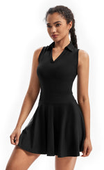 Load image into Gallery viewer, Flowy Athletic Dress for Women Workout Golf Tennis Active Wear Mini Sun Dresses with Shorts Pockets Teen Girls Cute Trendy Clothes Casual Summer Beach Going Out Outfits(Black,S)
