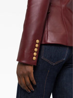 Load image into Gallery viewer, SID Genuine Lambskin Leather Burgundy Women’s Single Button Blazer with Full Sleeves Suit Style for Office Wear Medium
