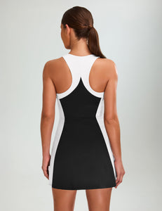 Blooming Jelly Womens Tennis Dress Casual Athletic Golf Workout Built in Bra Clothes Pickleball Outfits with Shorts Underneath (M, Black)