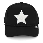 Load image into Gallery viewer, VINTAGE HAVANA Black Trucker Hats Women White Pearl Embellished Star &amp; Rope | Mesh Adjustable Snapback Hat | Men Women Baseball Cap
