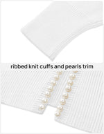 Load image into Gallery viewer, ZESICA Women's Open Front Cardigan Sweater 2025 Fall Casual Knitted Long Sleeve Pearls Trim Outerwear Coat Trendy Clothes White Large
