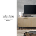 Load image into Gallery viewer, Walker Edison Modern Reema Scandinavian Fluted 4-Door Kitchen Storage Sideboard Buffet Cabinet Console, 69 Inch, Coastal Oak
