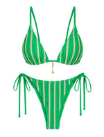 Load image into Gallery viewer, ZAFUL Green Crochet Beads Bikini Sets for Women Cheeky Two Piece Tropical Bathing Suits Striped Brazilian High Cut Knit Swimsuit for Vacation Resort Wear 2026
