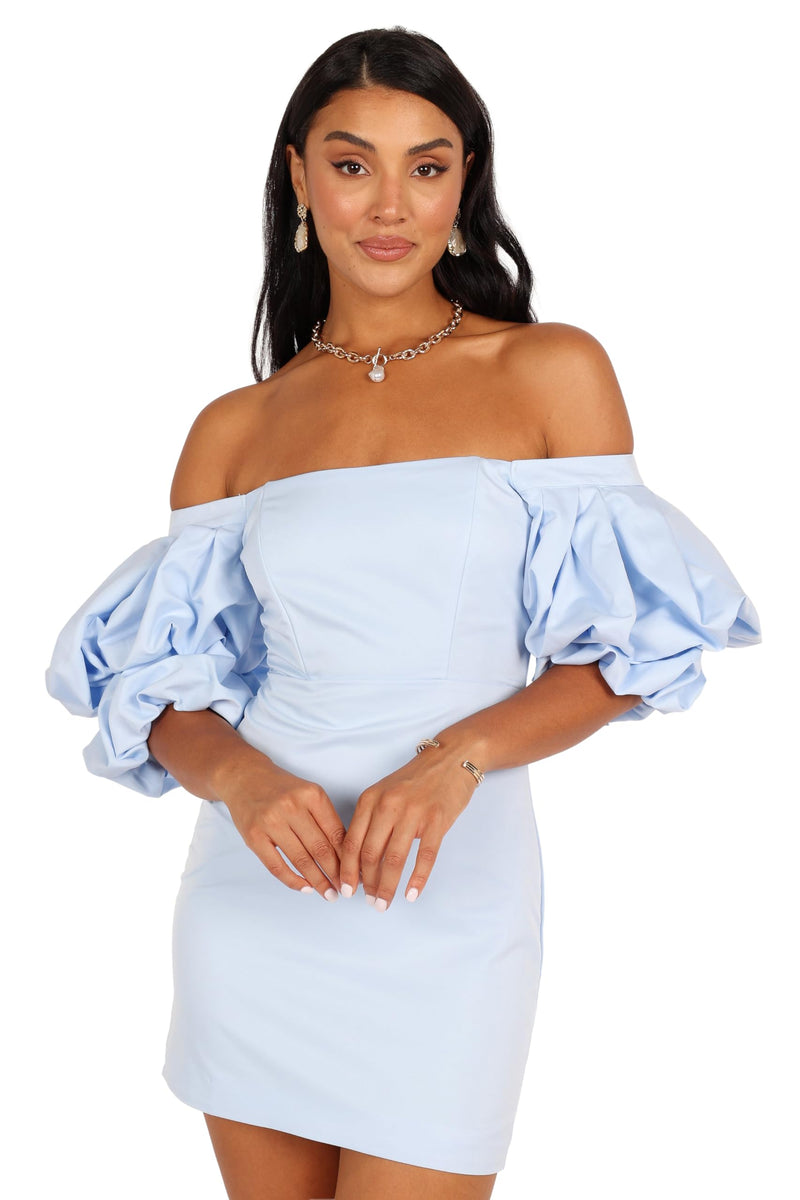 Fern Puff Sleeve Mini Dress - ICY Blue M