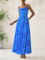 Load image into Gallery viewer, BTFBM Women Summer Floral Maxi Dresses Elegant Spaghetti Strap Dress Printed Party Dress Beach Long Dresses(Floral Blue,Medium)
