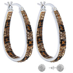 Load image into Gallery viewer, MICANU Silver Plated Oval Inside Out Crystal Hoop Earrings For Women Fashion Jewelry Gift (Brown)
