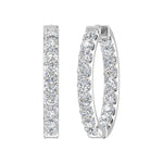 Load image into Gallery viewer, 3 Carat (ctw) Inside Out Diamond Hoop Earrings in 14K White Gold - IGI Certified (SI1-SI2 Clarity)
