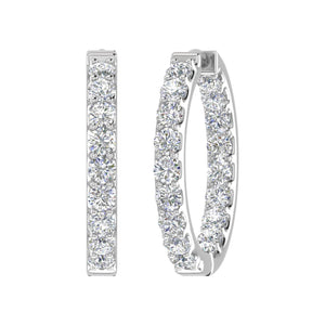 3 Carat (ctw) Inside Out Diamond Hoop Earrings in 14K White Gold - IGI Certified (SI1-SI2 Clarity)
