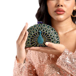 Load image into Gallery viewer, Boutique De FGG Peacock Clutch Bag Women Crystal Evening Handbags Bridal Wedding Rhinestone Clutch Purse Party Prom Bag,Mini,Light Blue
