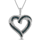 Load image into Gallery viewer, Amazon Essentials Sterling Silver Blue and White Diamond Heart Pendant Necklace (1/2 cttw), 18&quot; (previously Amazon Collection)
