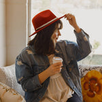 Load image into Gallery viewer, Gossifan Lady Fashion Wide Brim Felt Fedora Panama Hat with Ring Belt A-White
