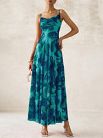Load image into Gallery viewer, BTFBM Women Summer Floral Maxi Dresses Elegant Spaghetti Strap Dress Printed Party Dress Beach Long Dresses(Floral Lake Blue,Medium)
