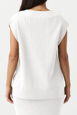 Load image into Gallery viewer, Saodimallsu Womens V Neck Sweater Vest Oversized Ribbed Knit Sleeveless Casual Loose Fit Pullover Tank Top White
