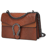 Load image into Gallery viewer, MYHOZEE Crossbody Bags for Women - Snake Printed Clutch Purses Leather Shoulder Bags Chain Strap Evening Handbags Brown
