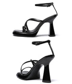 Load image into Gallery viewer, Reitoye Black Heels for Women Platform High Chunky Heels Square Open Toe Heeled Sandals Ankle Strap Block Heels Size 8
