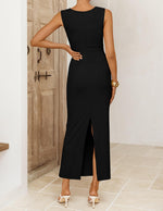 Load image into Gallery viewer, ZESICA Women's 2026 Summer Maxi Dress Sleeveless Ruched Elegant Wedding Guest Cocktail Formal Bodycon Long Dresses Black Small
