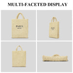 Load image into Gallery viewer, Straw Beach Bag for Women Trendy Summer Woven Tote Bag Packable Straw Purses and Handbags for Vacation Holiday (S-Khaki)
