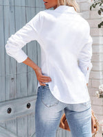 Load image into Gallery viewer, siliteelon Women&#39;s Button Down Shirts Long Sleeve Dress Shirts Wrinkle Free Collared Work Office Solid Blouses Corset Tops - White XS

