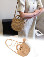 Load image into Gallery viewer, Garemcy Summer Straw Beach Bag Women&#39;s Woven Crossbody Shoulder Bag Womens Straw Tote Bag Handbag Khaki
