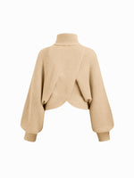 Load image into Gallery viewer, CIDER Cropped Sweaters for Women Turtleneck Sweater Long Sleeve Ribbed Knit Lantern Sleeve Pullover Fall Outfits: Beige, M
