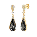 Load image into Gallery viewer, Austrian Crystal Teardrop Dangle Drop Earrings for Women 14K Gold Plated Hypoallergenic Jewelry Gift (Black)
