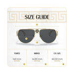 Load image into Gallery viewer, Versace VE2231 100287 60MM Gold/Dark Grey Pilot Sunglasses for Women +Bundle with Accessory Eyewear Kit
