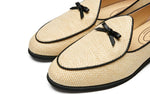 Load image into Gallery viewer, Journey West Raffia Bowtie Loafer for Women Slip-on Belgian Penny Loafers Shoes for Women Beige US 8.5
