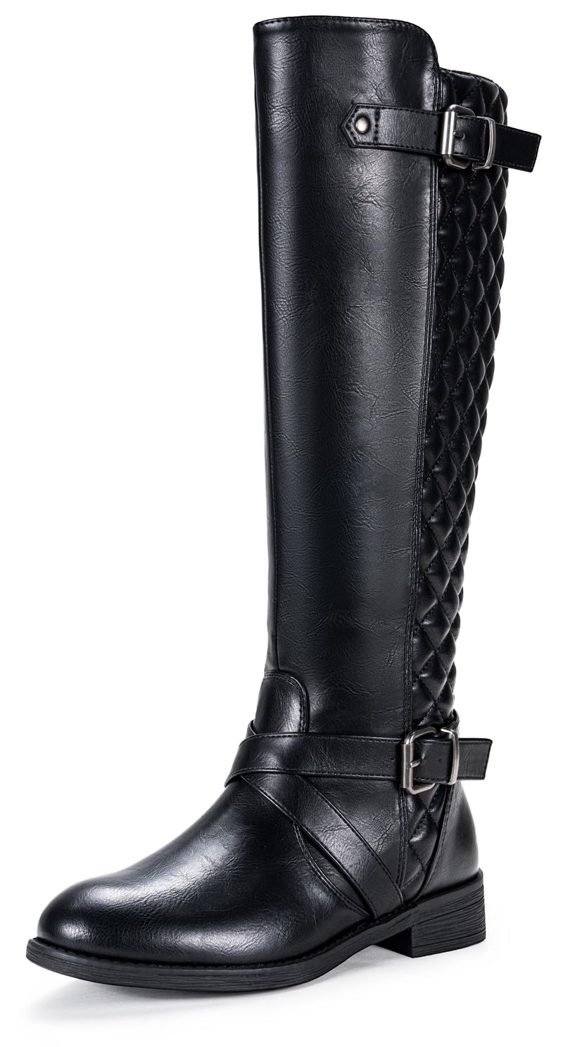 Jeossy Women's Black Knee High Ridng Boots, Metal Buckle Boot, 950 Size 8.5 US (DJY950 black 08.5)