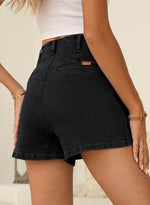 Load image into Gallery viewer, Sidefeel Women&#39;s Jean Shorts High Waisted Button Fly Stretchy Summer Denim Shorts with Pockets Black Size 4
