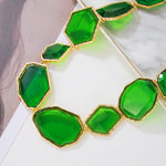 Load image into Gallery viewer, Firstmeet Vintage Resin Rhinestone Necklace Irregularly Shaped Elegant Crystal Collar for Women(XL-1240-Green)
