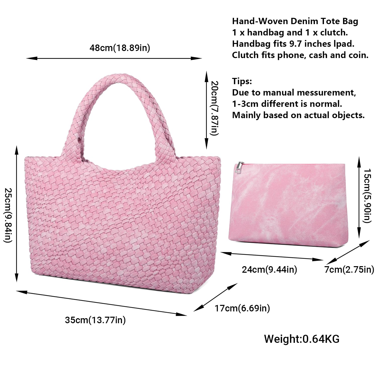 Woven Bag for Women, Fashion Top Handle Shoulder Bag Vegan Leather Shopper Bag Large Travel Tote Bag