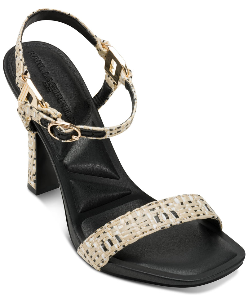 KARL LAGERFELD Paris Women's Shoes Dress Sandal, Natural/Black, 9